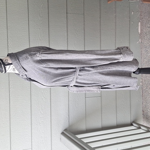 Avec Les Filles Long Sleeve Cotton Denim Shirt Dress Size Small Black Charcoal - Picture 7 of 11